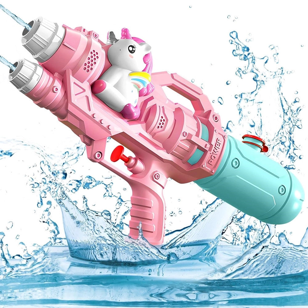 Trade Shop - Pistola Ad Acqua Per Bambini A Forma Di Unicorno Giocattolo A Doppio Spruzzo 21cm 618559 -