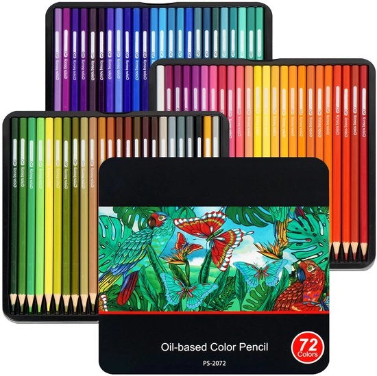 Set di Pastelli a Colori Professionale 72 Colori - Pastelli a Colori per Adulti - Kern Molle - Cassetta Metallica - Schizzi/Disegni - Per Principianti - Pastelli a Colori per Disegno