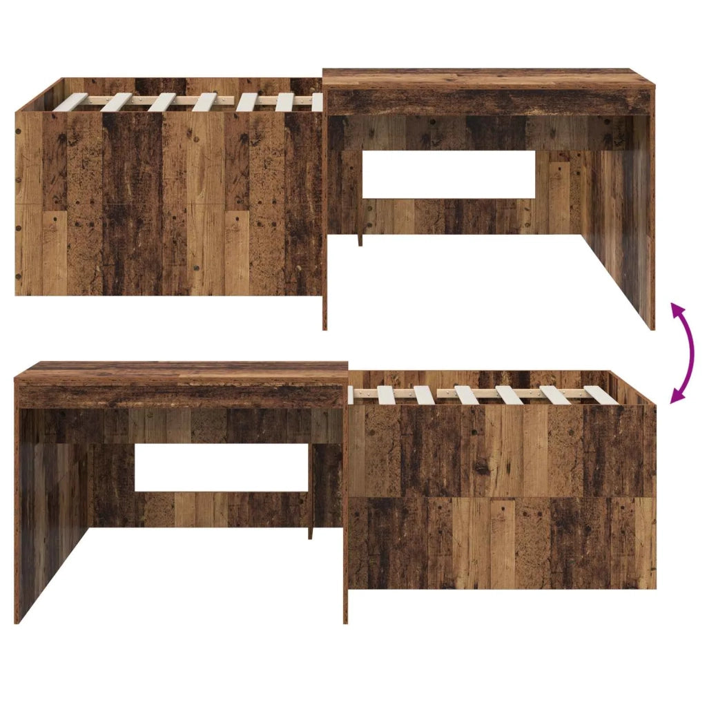 Letto alto per bambini con scrivania Legno antico 90 x 200 cm