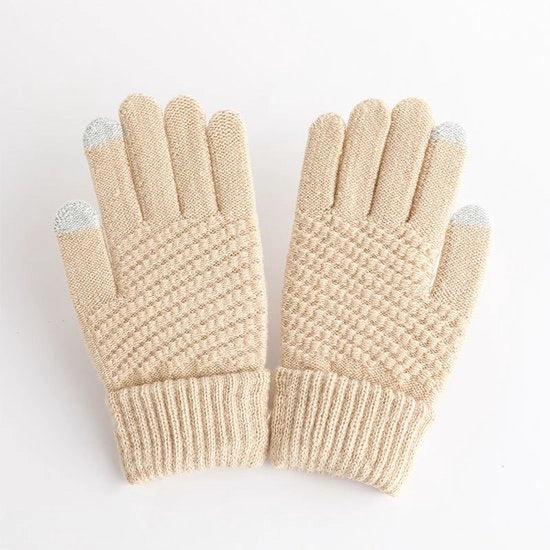 Guanti invernali per donne - Guanti invernali caldi e morbidi per touchscreen, guanti a maglie elastiche con maniche, adatti per il clima freddo