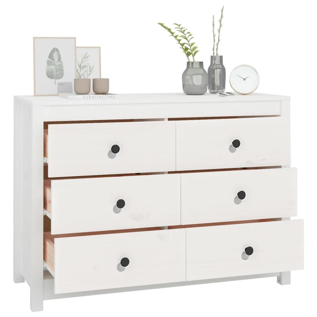 Armadietto Bianco 100x40x72 cm in Legno Massello di Pino