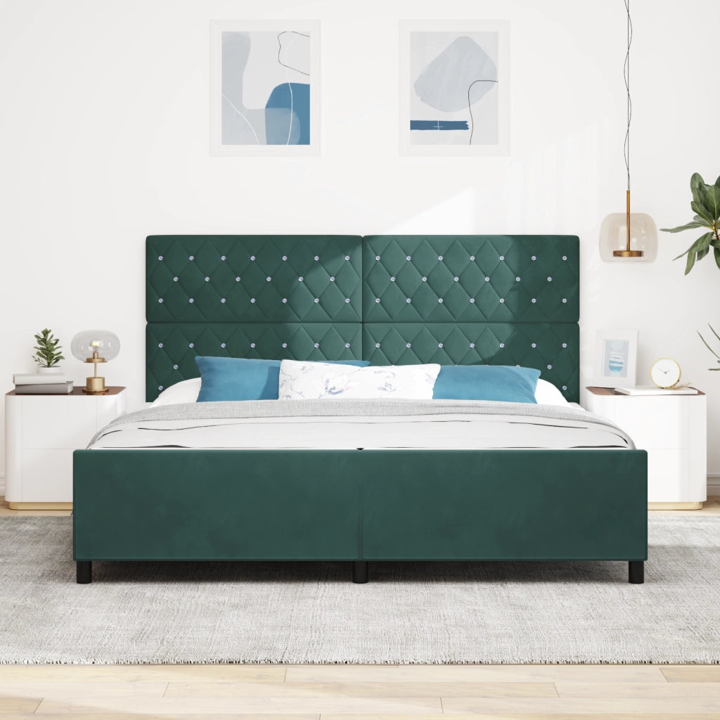 Struttura Letto Verde Scuro 200x200 cm in Velluto