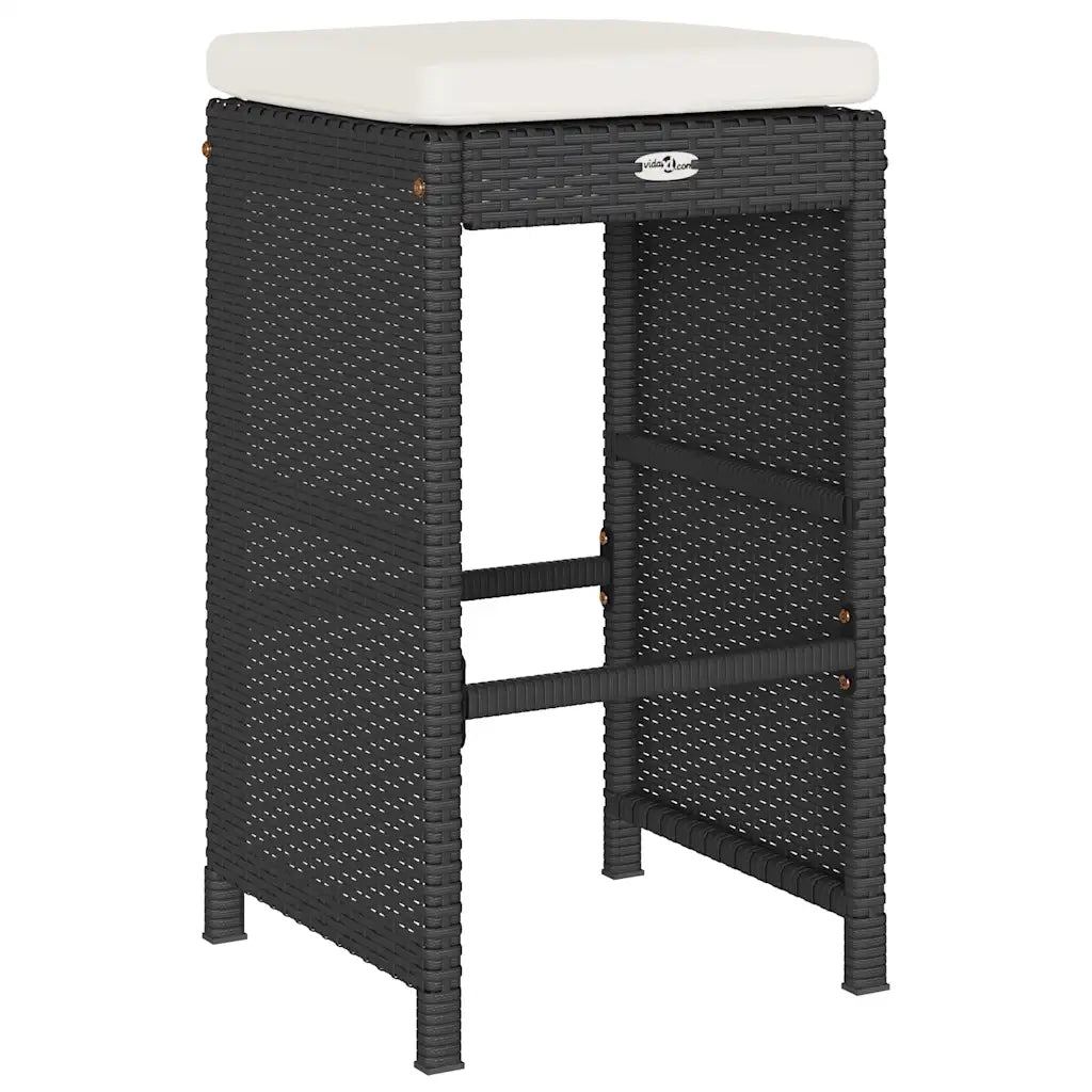 Sgabelli da Bar con Cuscini 4 pz Neri in Polyrattan CFW4970443