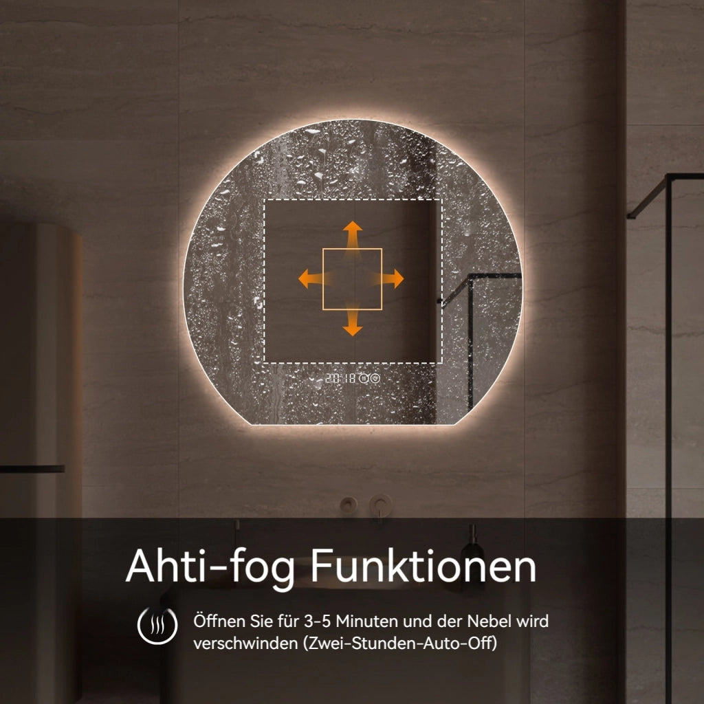 SPECCHIO DA BAGNO LED ROTONDO 80 cm Argento Vetro 5 mm