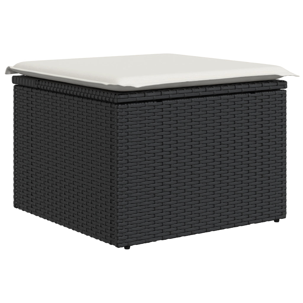 Set Divano da Giardino a 5 Pezzi con Cuscini Nero in Polirattan