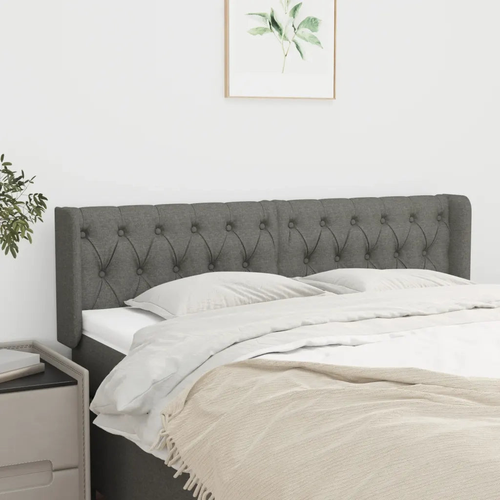 Testiera | Testata ad Orecchio Grigio Scuro 147x16x78/88 cm in Tessuto