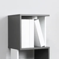 Libreria Moderna Salvaspazio a 5 Ripiani in Legno, 33x28x161cm, Grigio e Bianco