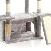 Fudajo Albero tiragraffi 198cm per gatti, grigio con sisal cuccette e amache