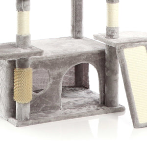 Fudajo Albero tiragraffi 198cm per gatti, grigio con sisal cuccette e amache