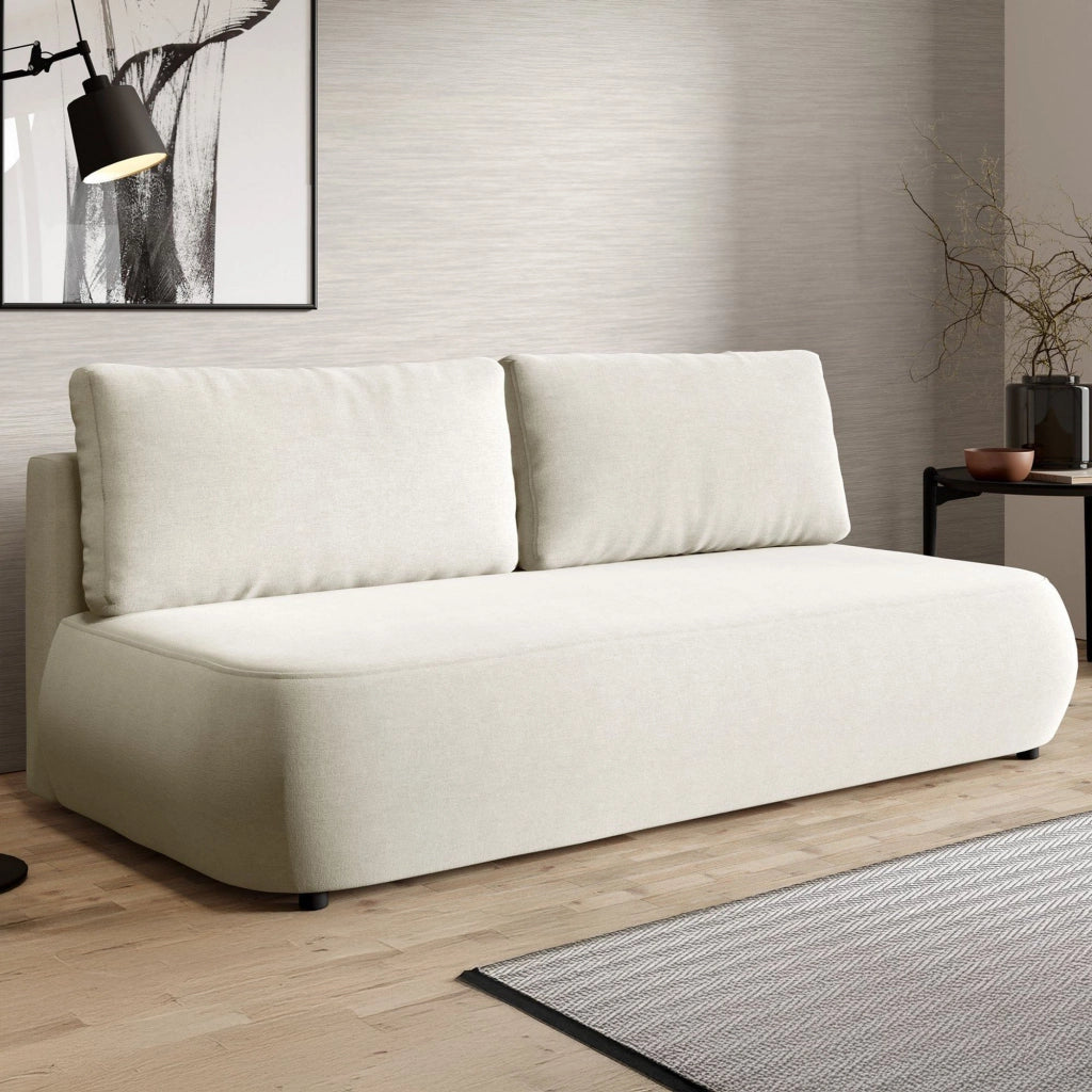 Brugnato, Divano Letto 2 Posti Contenitore, 210x106 cm Bianco Crema