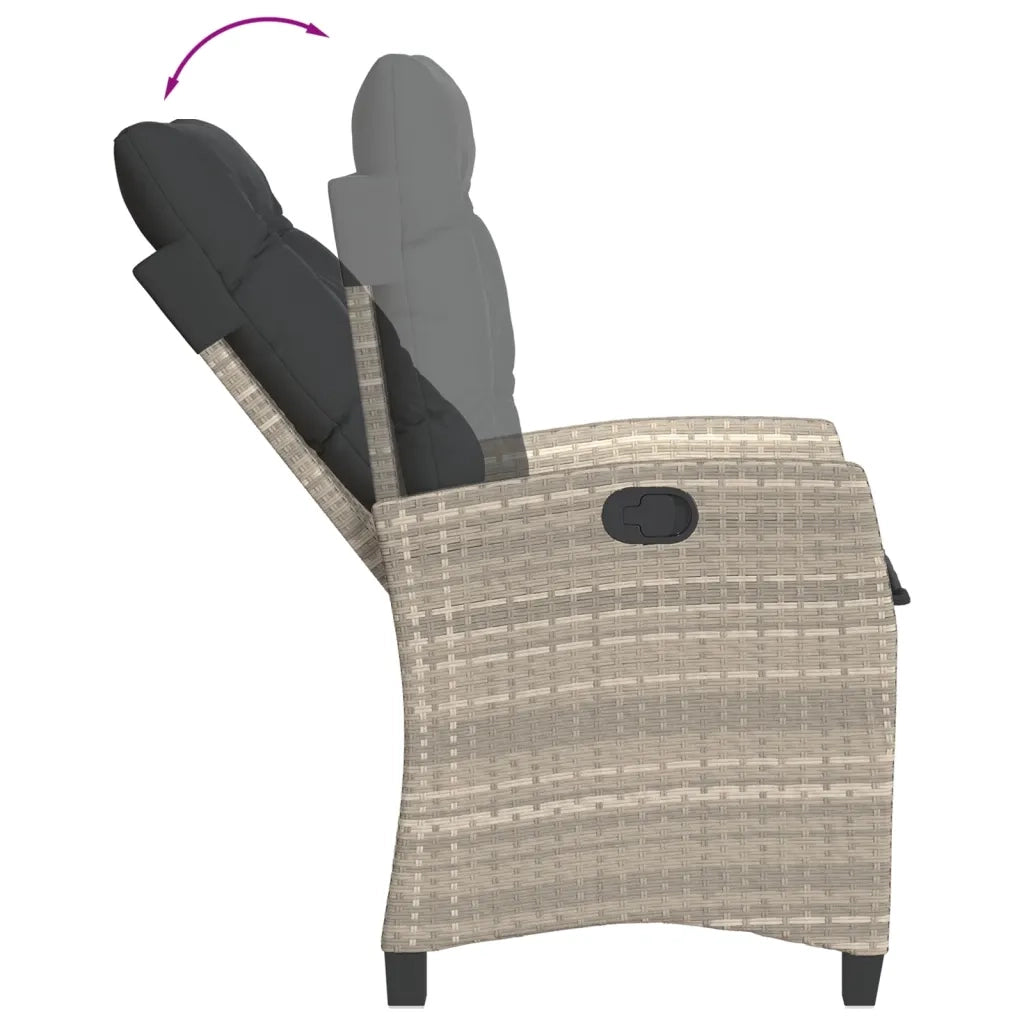 Set Pranzo da Giardino 3pz con Cuscini Grigio Chiaro Polyrattan 3212842