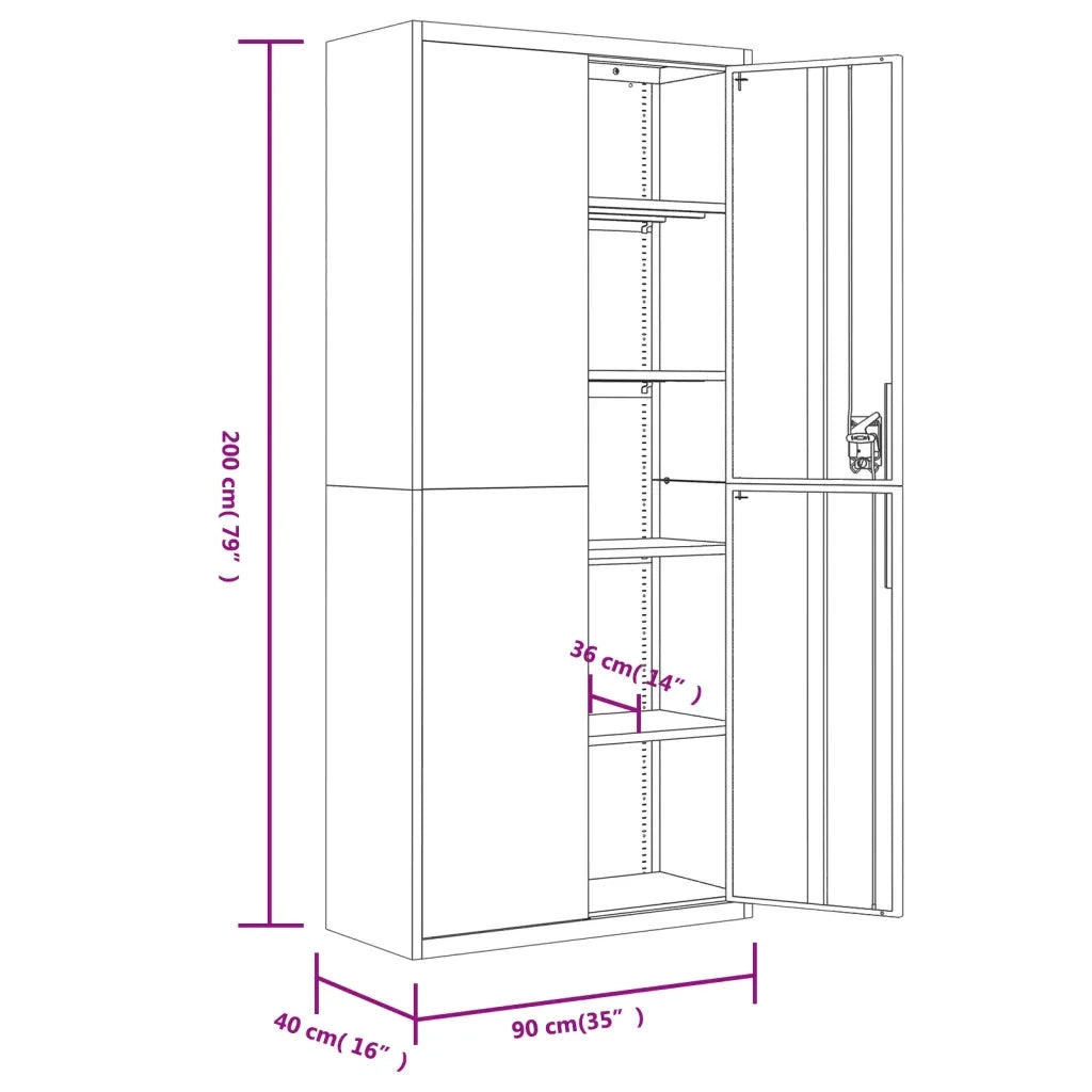 Armadio Classificatore Bianco 90x40x200 cm in Acciaio 339760