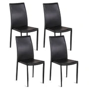 E-STYLO Sedia in similcuoio nero e gambe rivestite in similcuoio nero, impilabile, 42cm X 41cm H. 95cm.