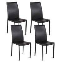 E-STYLO Sedia in similcuoio nero e gambe rivestite in similcuoio nero, impilabile, 42cm X 41cm H. 95cm.