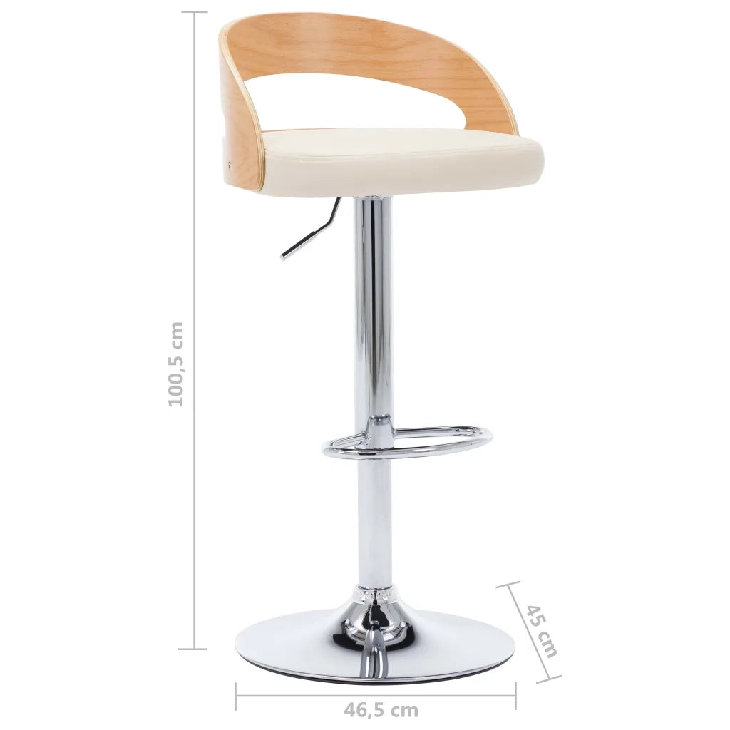 Sgabelli da Bar 2 pz Crema in Similpelle e Legno Curvato 283147