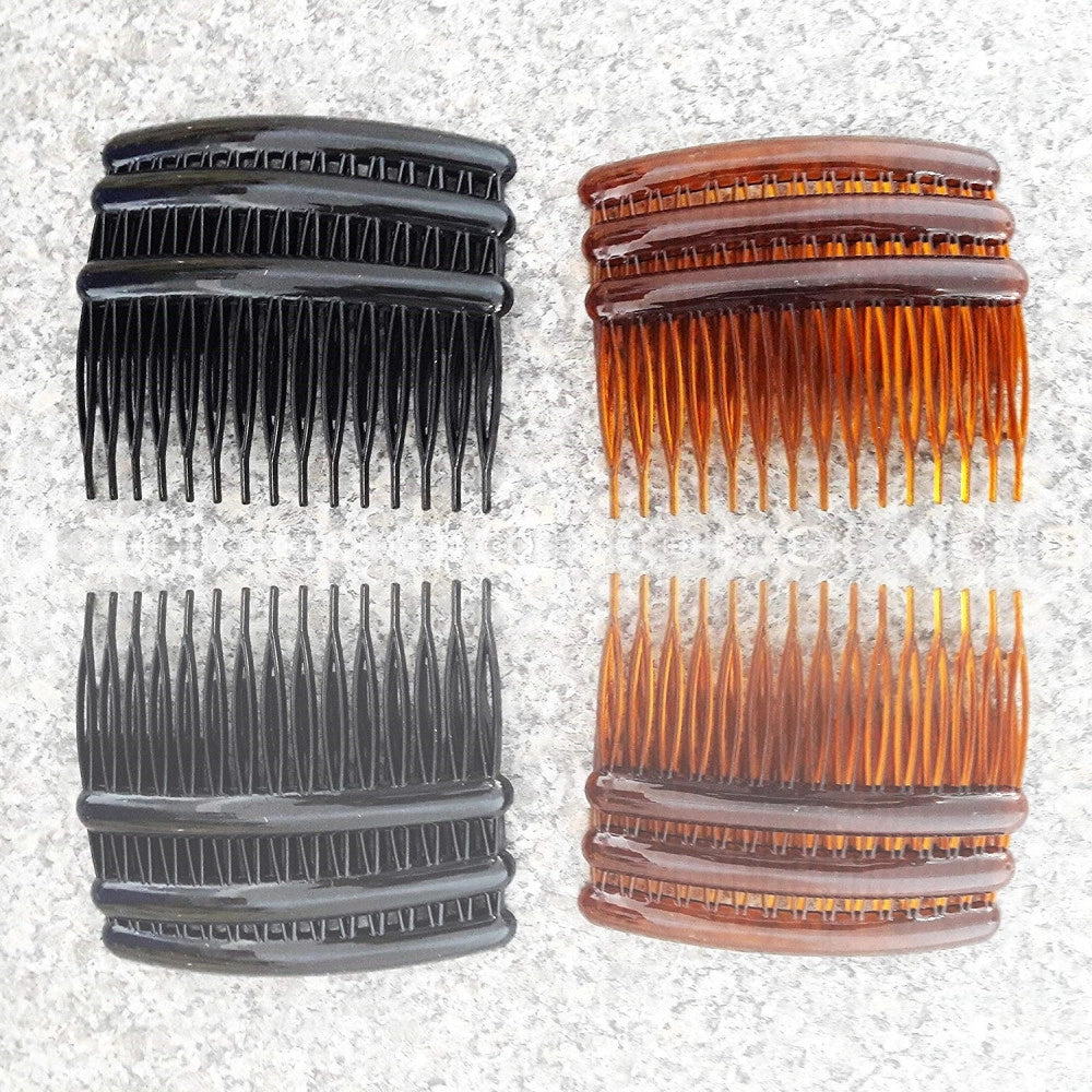 Trade Shop - Set 3 Pezzi Fermaglio Pettine Fermacoda 8x4 Cm Ferma Coda Ferma Capelli Comb -