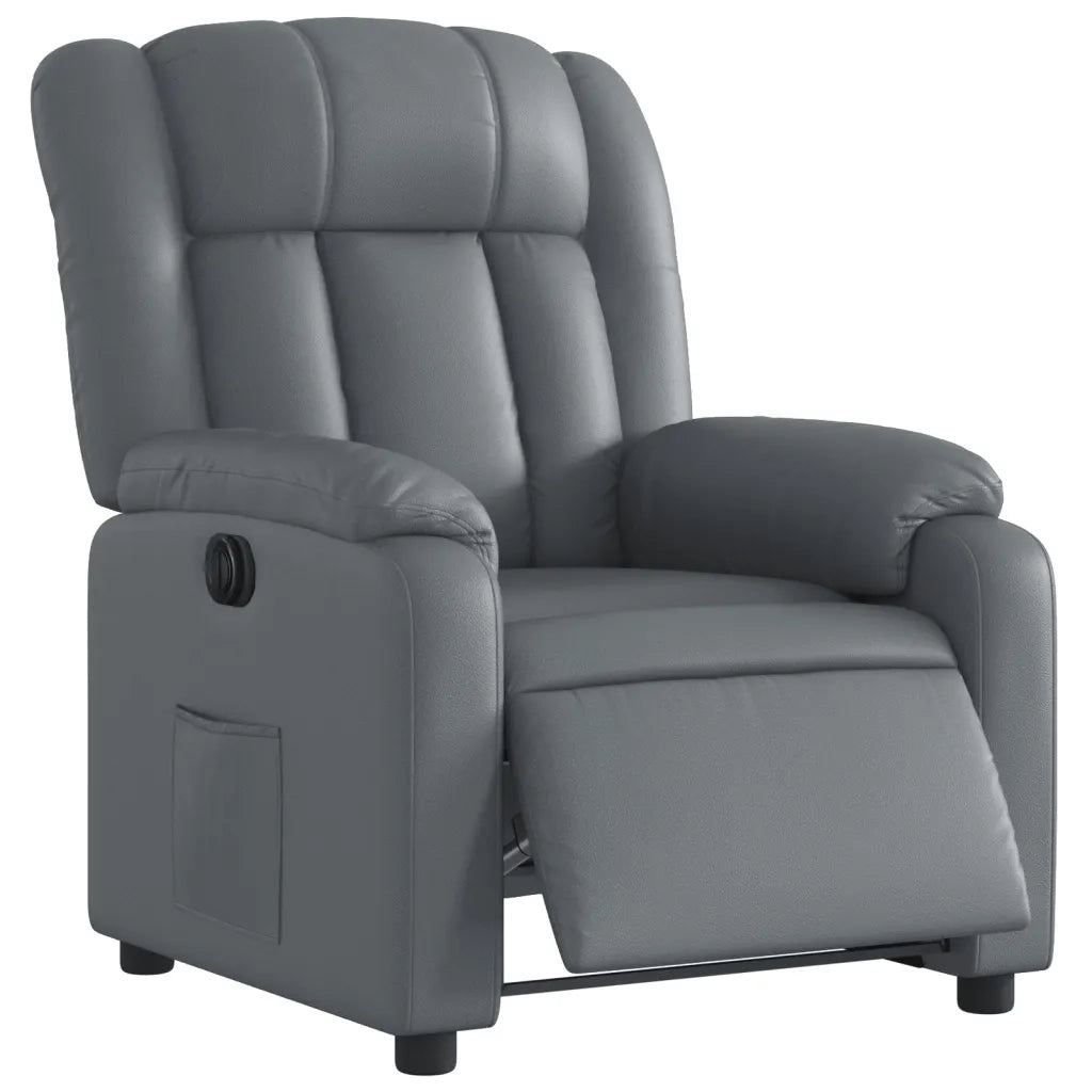 Poltrona | Sedia Relax Reclinabile Elettrica Grigia in Similpelle