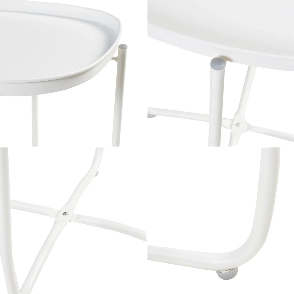 Tavolino da caffè con consolle laterale e piano rimovibile 53 x 46 x 46 cm acciaio bianco 03_0010763