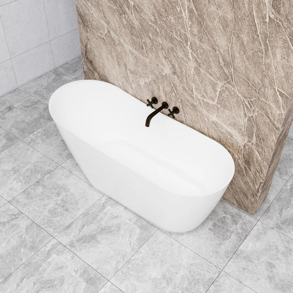 Vasca da Bagno a Isola 170x78x73 cm Vasca da Bagno Freestanding in Acrilico Bianco Ovale Irregolare