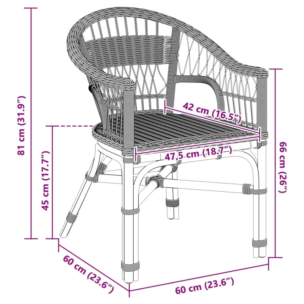 Sedia Impilabile Naturale 60 x 60 x 81 cm Rattan