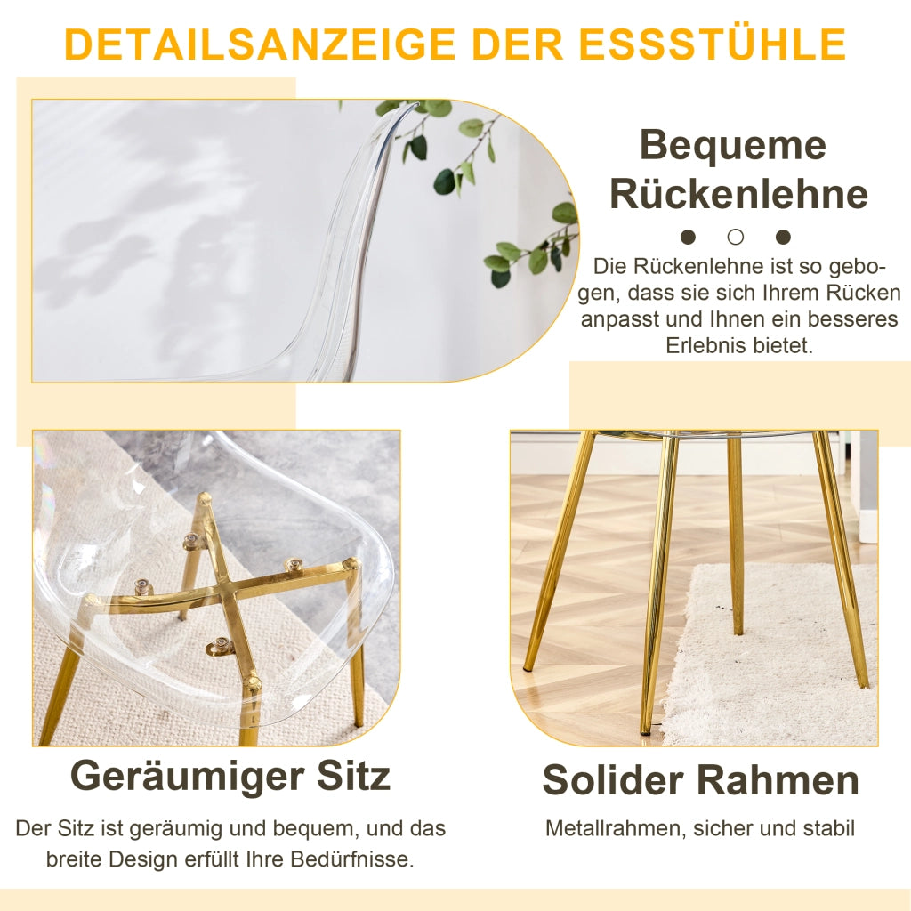 Tavolo da Pranzo Rotondo con 4 Sedie ¨C MINIMAL ¨C Vetro Temperato Trasparente, ?85 cm