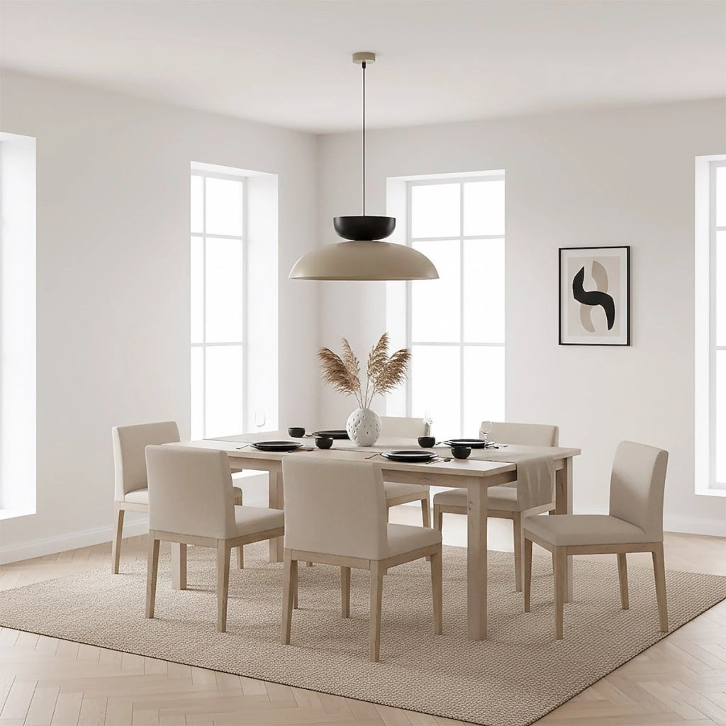 Lampada a sospensione Mega in acciaio moka beige