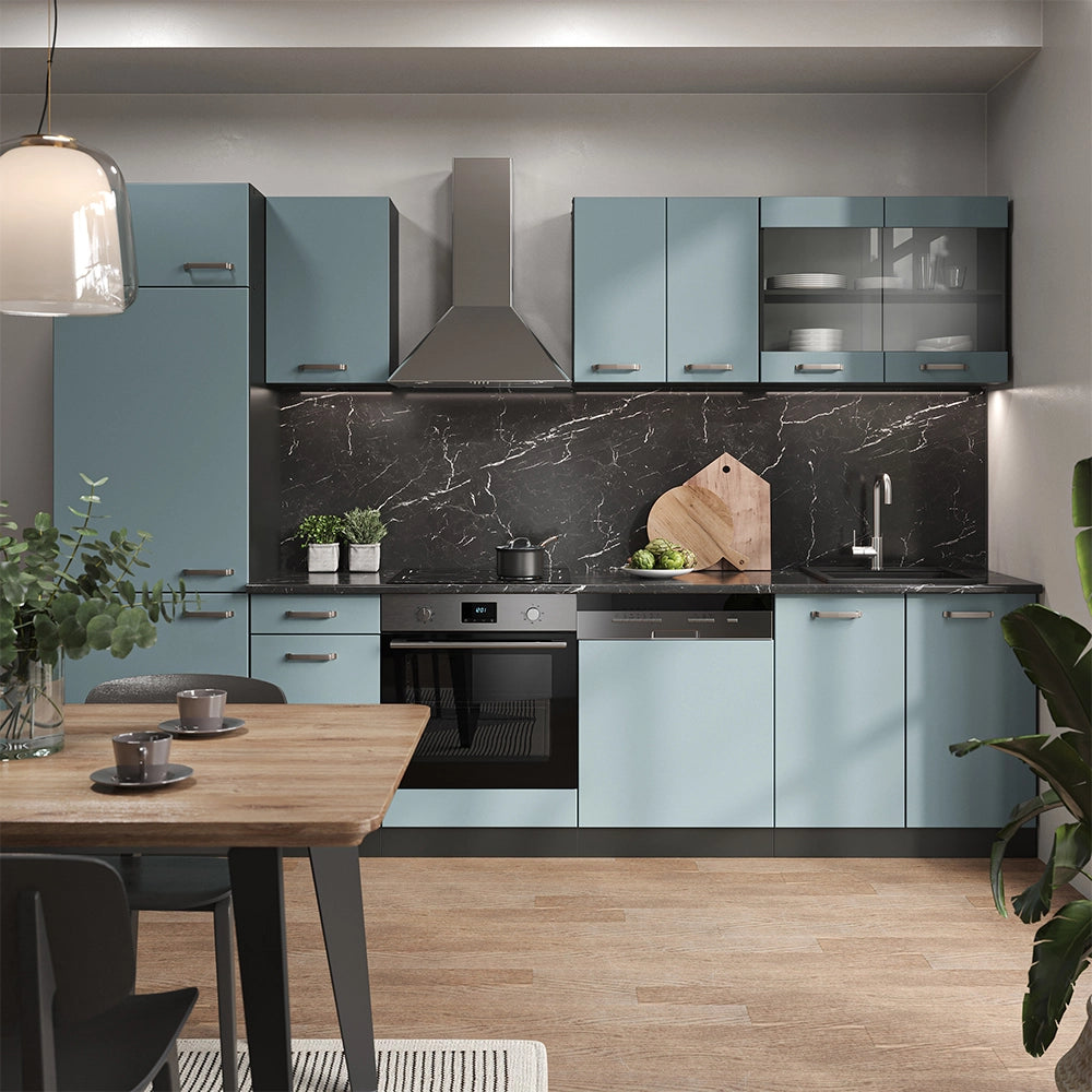 Vicco Cucina componibile Blu-grigio/antracite 300 cm , PL Marmo