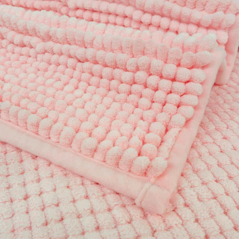 Tappeto Bagno Confortevole Scendiletto 55x110 cm Morbido Antiscivolo Pelo Lungo Rosa
