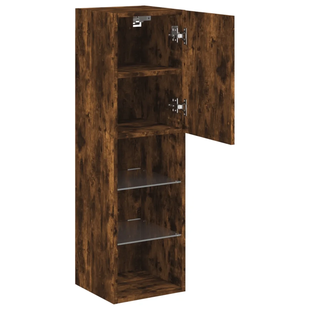 Mobile TV con Luci LED Rovere Fumo 30,5x30x102 cm 837023
