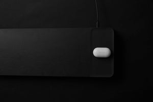 Supporto Monitor da Scrivania 56x20x5,7 cm con Entrata USB e Base di Ricarica Wireless Nero