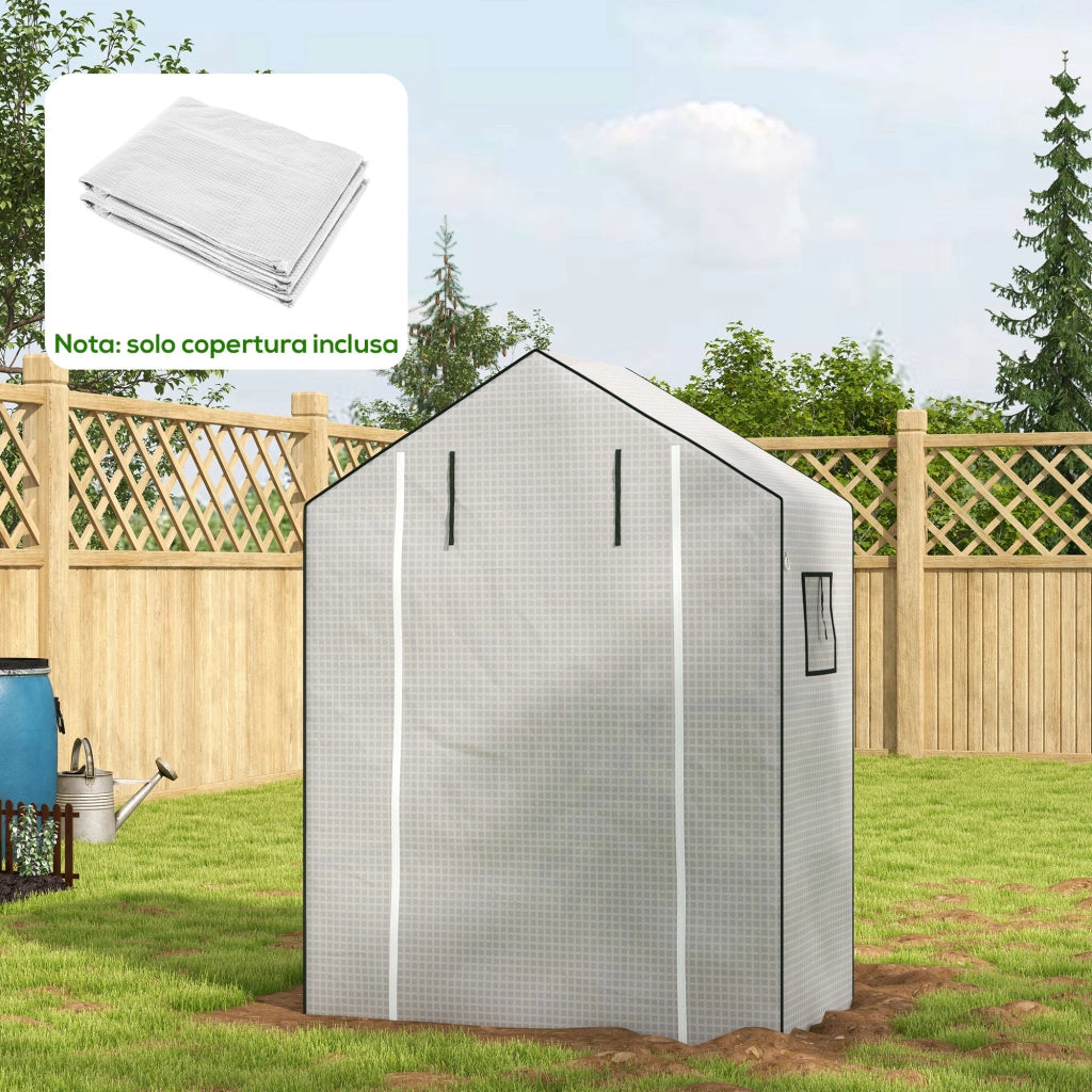 Serra da Giardino con Porta e Finestre ¨C Zephmum ¨C Bianco 140x73x190 cm