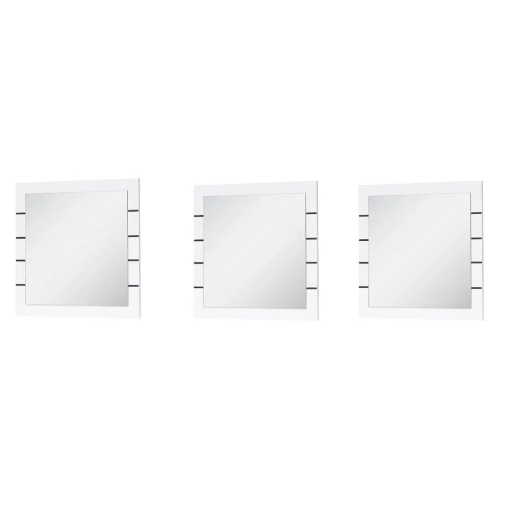 Set di 3 specchi quadrati LINA bianco e nero lucido - 60 cm