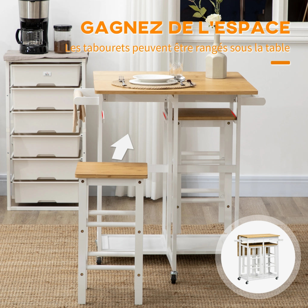 Tavolo da bar pieghevole ¨C zephmum ¨C bianco e legno chiaro