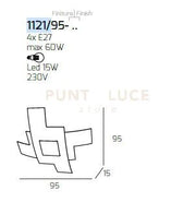 TETRIS COLOR APPLIQUE-PLAFONIERA D.95 CM. 4 LUCI GRIGIO ANTRACITE 1121-95-GA
