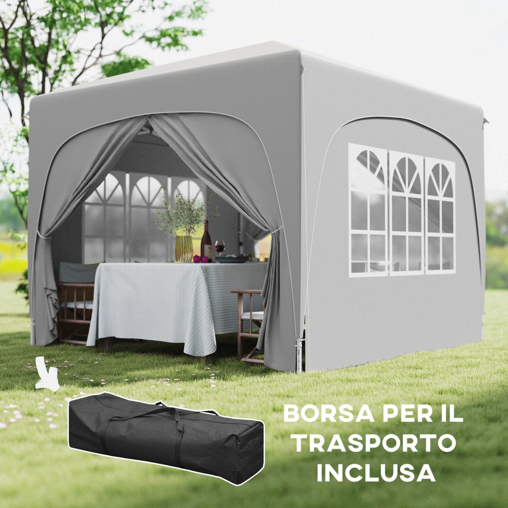 Gazebo da Giardino Pieghevole 3x3m con Borsa ¨C zephmum ¨C Grigio Chiaro