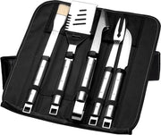 Set da barbecue 6 pezzi - Strumenti per la griglia con borsa pieghevole - Set da barbecue composto da forchetta, coltello, pennello per marinatura, pinze e spatola.