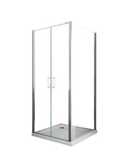 Box doccia angolare parete fissa e porta battente tipo saloon vetro 6 mm reversibile MISURA 65-67,5 ANTA FISSA + PORTE 97-100