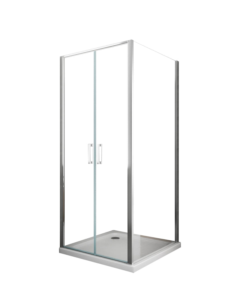 Box doccia angolare parete fissa e porta battente tipo saloon vetro 6 mm reversibile MISURA 65-67,5 ANTA FISSA + PORTE 97-100