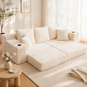 DIVANO letto modulare 273x98x87 cm in tessuto a coste Beige