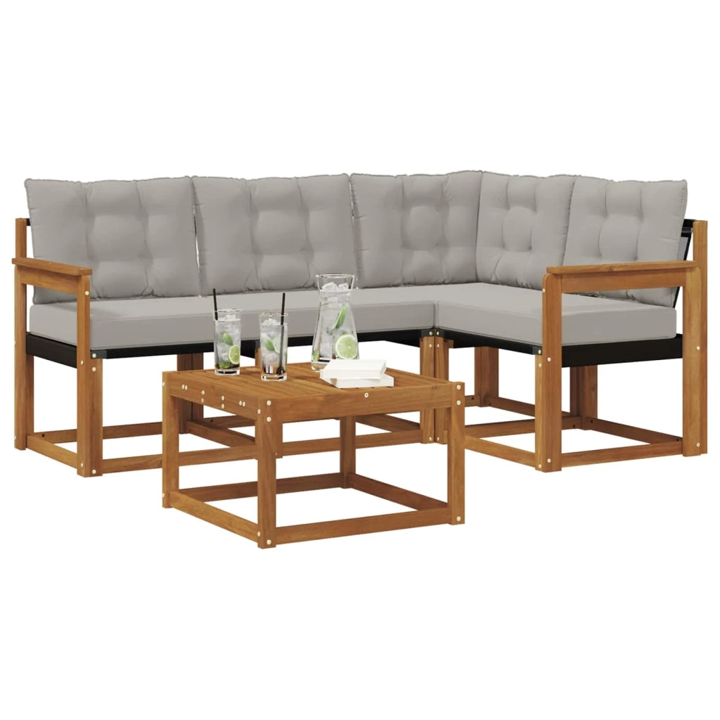 Set di divani da esterno 5 pcs Grigio Naturale e Chiaro 3368634