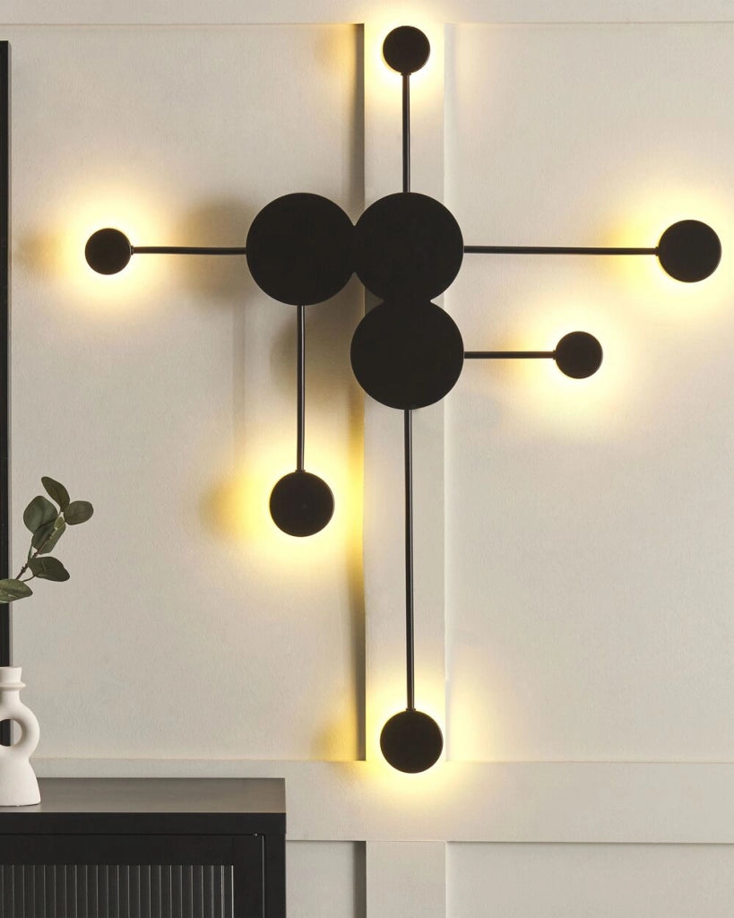 Lampada a sospensione LED in metallo nero con 6 punti luce stile moderno contemporaneo