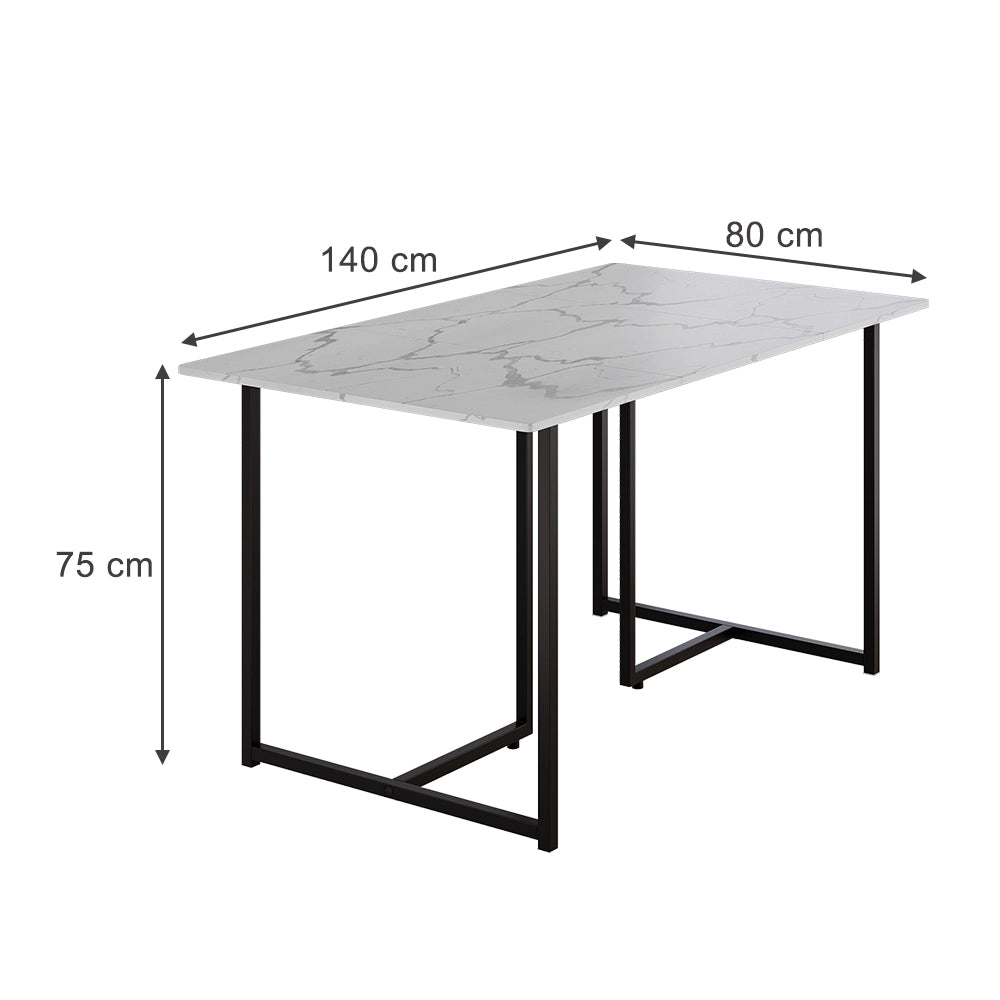 Vicco Tavolo da pranzo Nero/marmo-bianco 140 x 80 cm
