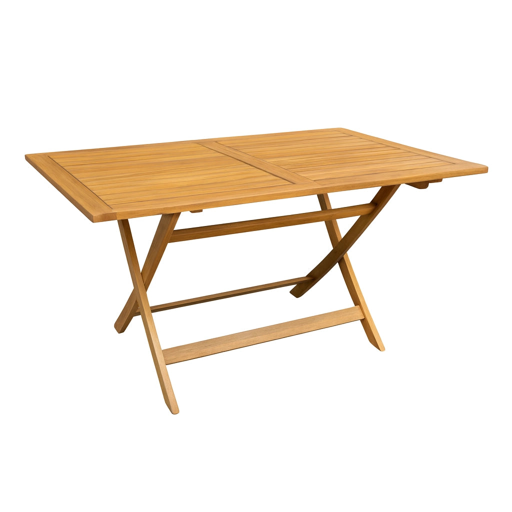 Tavolo Rettangolare Pieghevole in Legno di Acacia – 140x80xH72 cm