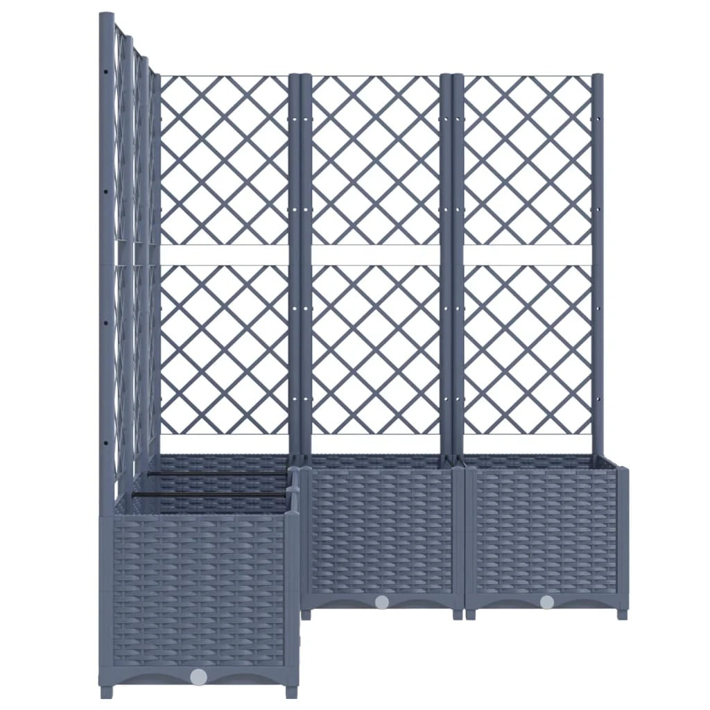 Fioriera rialzata per piante fiori patio giardino con traliccio 120 x 120 x 136 cm PP grigio 02_0038227
