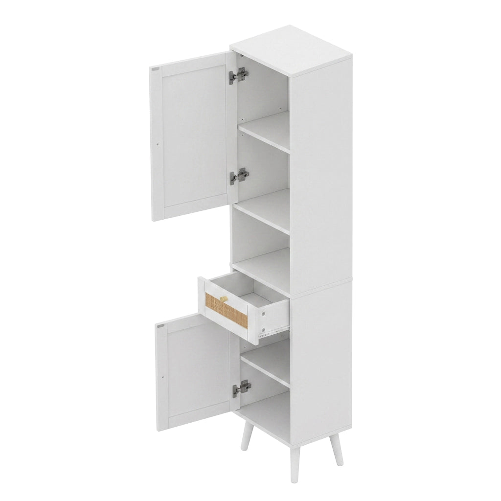 Mobile da bagno con 2 ante reversibili; 1 cassetto e vani aperti; in MDF; bianco