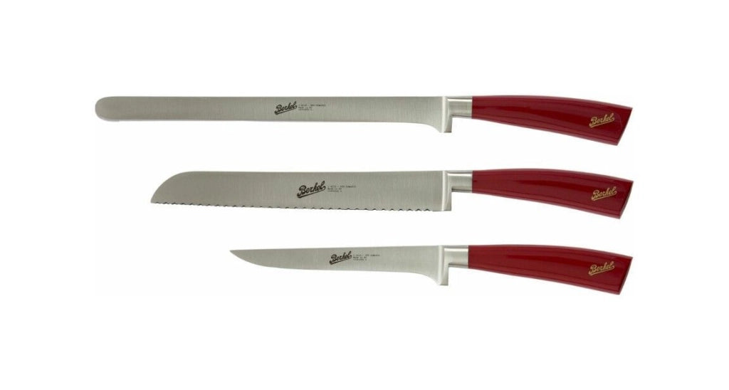 Berkel KEP3HS00SRRGB Elegance Red Ham-Set Set di coltelli 3 pz Lama 26 cm Acciaio X50CrMoV15 colore Rosso