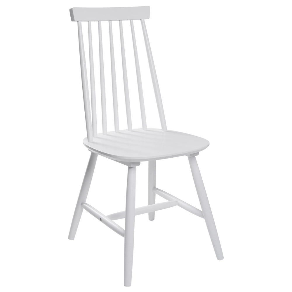 Set di 2 sedie da pranzo Sedia da cucina con schienale in legno massello bianco