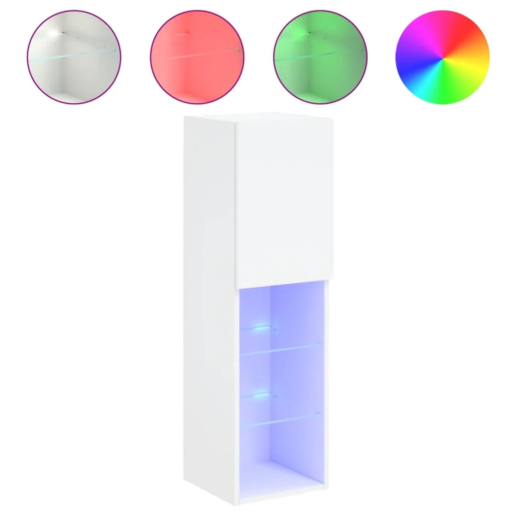 Mobile porta TV multimediale mensola porta TV credenza mobile porta TV per sala da pranzo soggiorno camera da letto con luci LED 2 pezzi 30,5 x 30 x 102 cm bianco 02_0028831