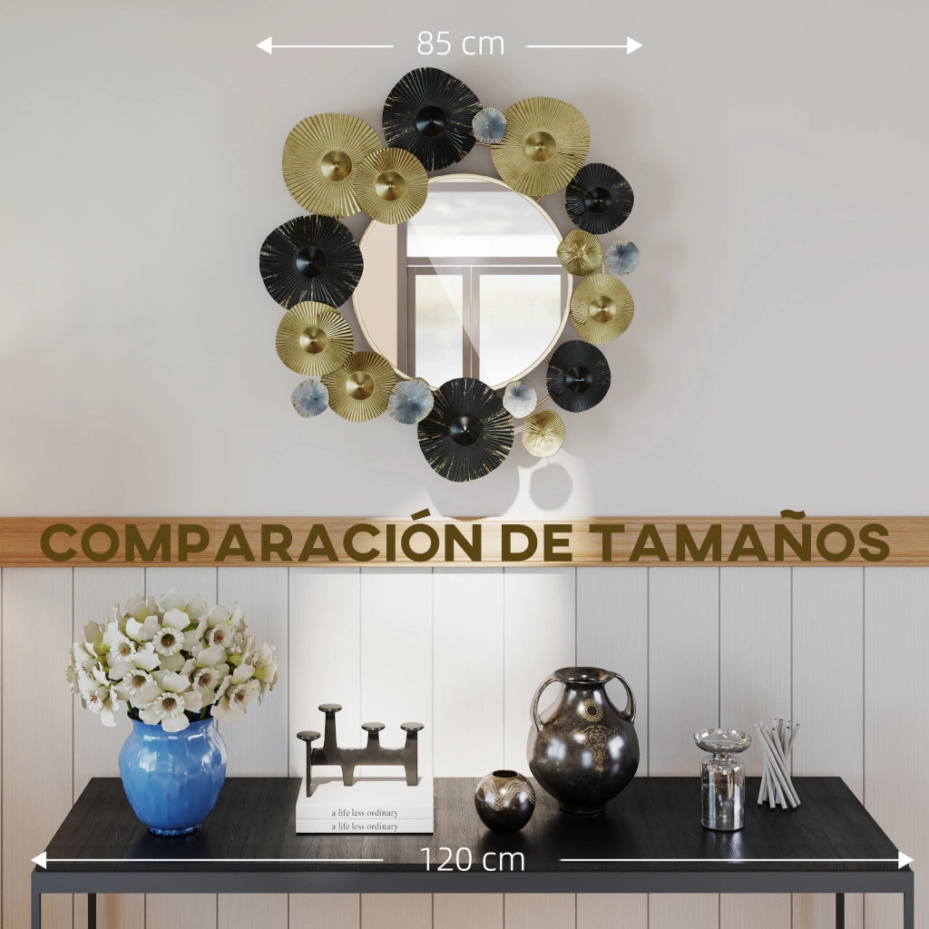 Specchio Decorativo da Parete ¨C Zephmum ¨C Dorato e Nero 84x84 cm