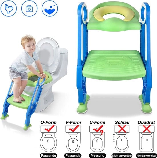 Porta toilet per bambini con scala, riduttore di altezza per bambini, visore per bambini con cuscino in PU morbido
